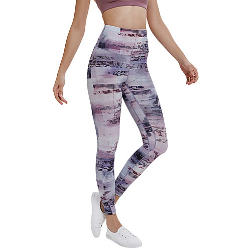 

Women's High Waist Yoga Pants Winter 3D Print White Blue Gray Elastane Running Fitness Gym Workout Tights Leggings Sport Activewear Breathable Moisture Wicking Butt Lift Tummy Control High Elasticity
