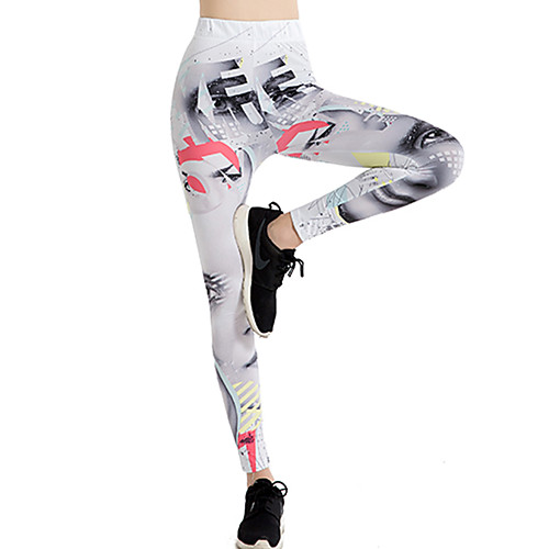 

Women's Sports / Yoga Sporty / Basic Legging - Print / Color Block / Plaid, Print Mid Waist Gray One-Size