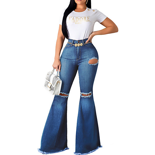 

Women's Basic Cargo Pants - Tie Dye Blue Light Blue S M L