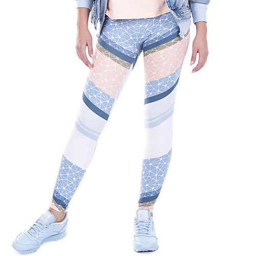 

Women's Sports / Yoga Sporty / Basic Legging - Print, Print Mid Waist Light Blue One-Size