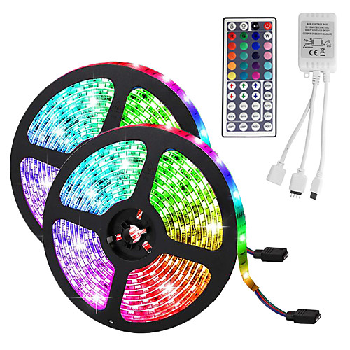 

LED Strip Light (25M)10M/32.8ft 3528 RGB 600leds 8mm Strips Lighting Flexible Color Changing with 44 Key IR Remote Ideal for Home Kitchen Christmas TV Back Lights DC 12V