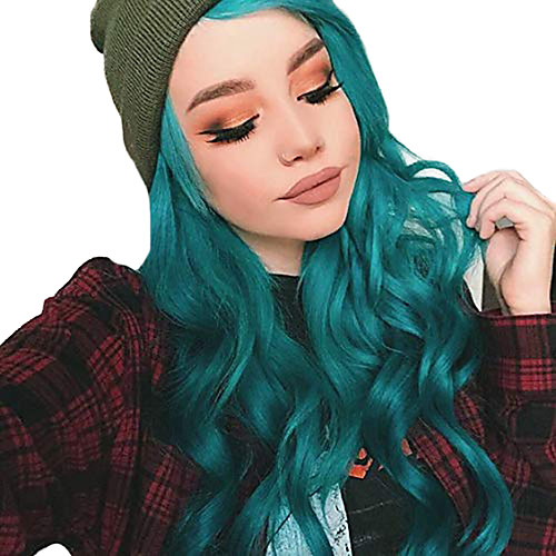 

Synthetic Lace Front Wig Wavy Middle Part Lace Front Wig Long Ombre Green Synthetic Hair 18-26 inch Women's Cosplay Soft Adjustable Green Ombre