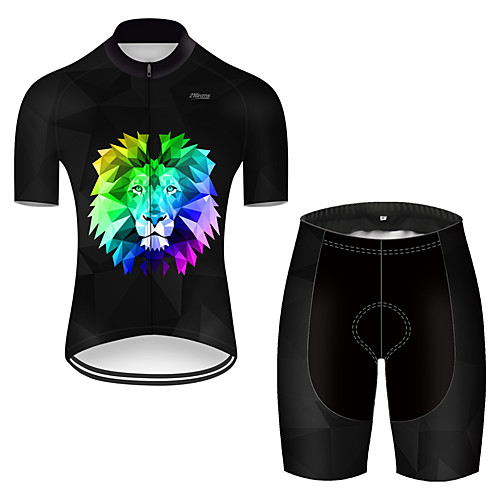 

21Grams Men's Short Sleeve Cycling Jersey with Shorts Black / Blue Bike Breathable Sports Patterned Mountain Bike MTB Road Bike Cycling Clothing Apparel / Stretchy