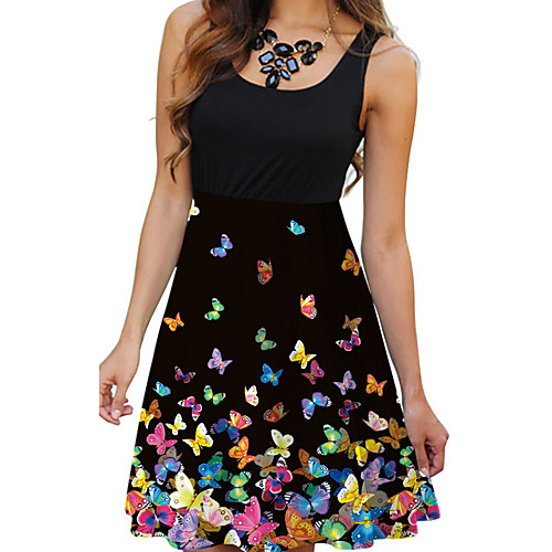 

Women's Sheath Dress - Sleeveless Animal Summer Elegant 2020 Black S M L XL XXL