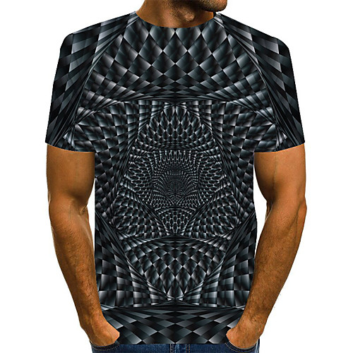 

Men's Daily Going out Basic / Street chic T-shirt - Geometric Print Dark Gray