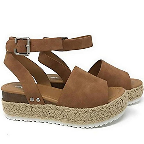 

Women's Sandals Summer Wedge Heel Open Toe Daily PU Light Grey / Brown / Black