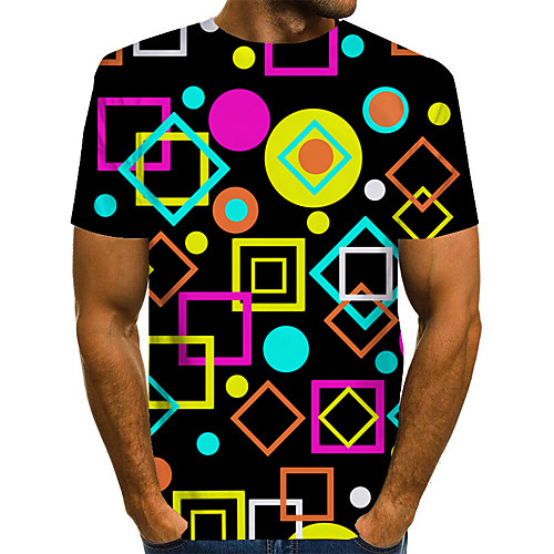 

Men's Geometric 3D Print T-shirt Street chic Exaggerated Daily Going out Rainbow