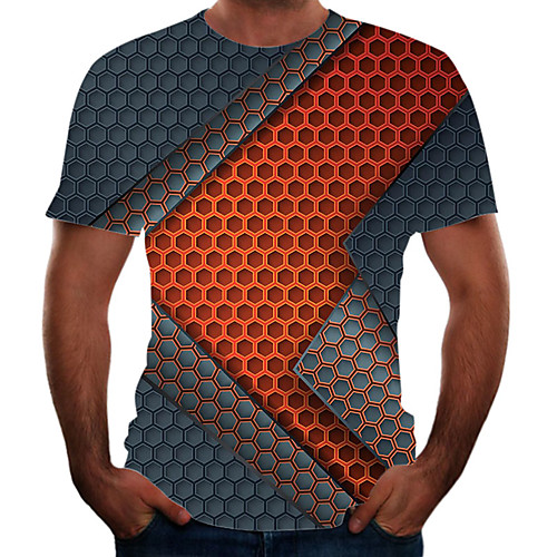 

Men's Going out Weekend Basic T-shirt - Color Block / 3D / Animal Rainbow