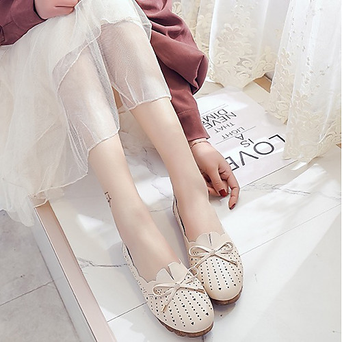 

Women's Flats Summer Flat Heel Closed Toe Daily PU Almond / White