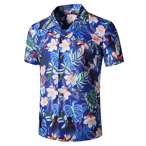 

Men's Floral Print Shirt Tropical Daily Blue