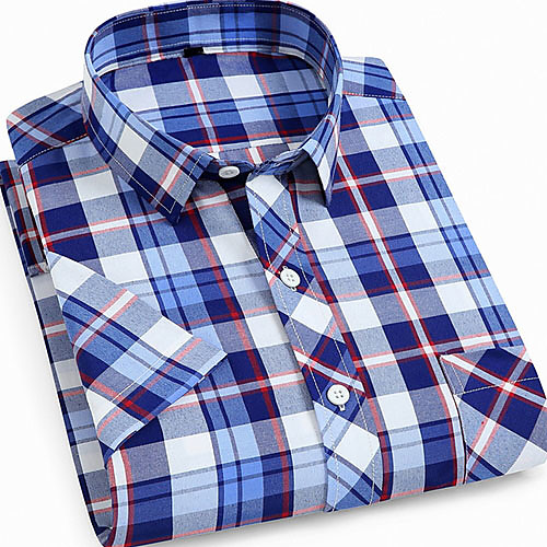 

Men's Houndstooth Print Shirt Daily Blue
