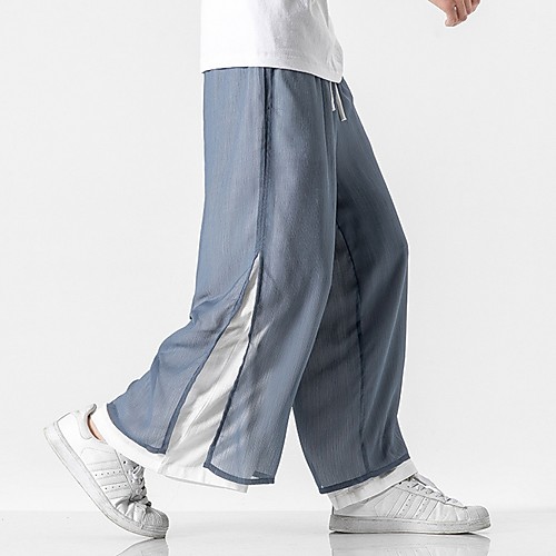 

Men's Sporty / Chinoiserie Chinos Pants - Multi Color Drawstring Comfort Blue Light gray Black US32 / UK32 / EU40 US34 / UK34 / EU42