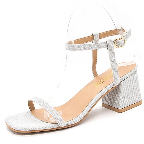 

Women's Heels 2020 Spring & Fall / Spring & Summer Chunky Heel Open Toe Classic Sexy Wedding Party & Evening PU Gold / Silver / Black