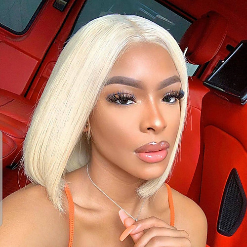 

Synthetic Lace Front Wig Straight Gaga Middle Part Lace Front Wig Medium Length Blonde Synthetic Hair 14-16 inch Women's Heat Resistant Women Hot Sale Blonde / Glueless