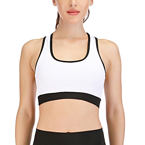 

Women's Sports Bra Yoga Top Stripes White Yoga Running Gym Workout Bra Top Top Sleeveless Sport Activewear Breathable Comfortable Stretchy