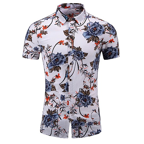 

Men's Floral Shirt Business Daily Blue / Red