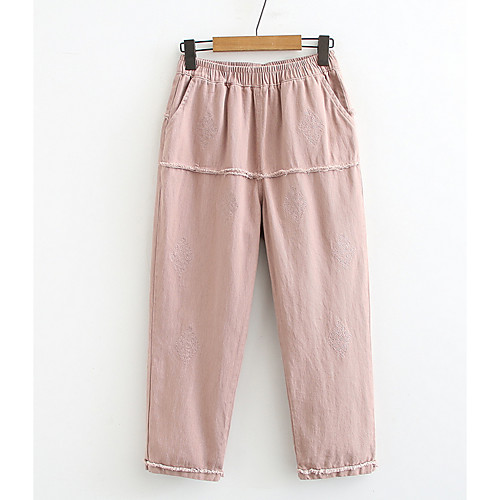 

Women's Basic Chinos Pants - Solid Colored Blushing Pink Orange Navy Blue XL XXL XXXL