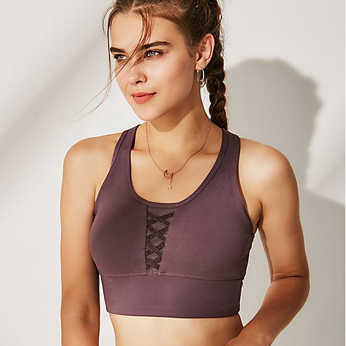 

Women's Bra Top Racerback Removable Pad Fashion Purple Black Gray Elastane Yoga Running Fitness Bra Top Top Sport Activewear Breathable Quick Dry Comfortable Freedom Stretchy