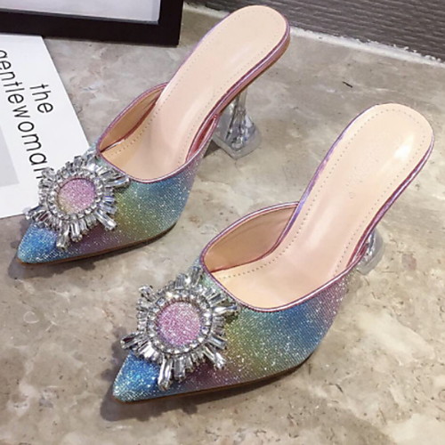 

Women's Heels Summer Flared Heel Pointed Toe Daily Solid Colored Synthetics Rainbow