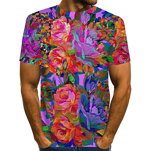 

Men's Geometric 3D Print T-shirt Street chic Exaggerated Daily Going out Rainbow