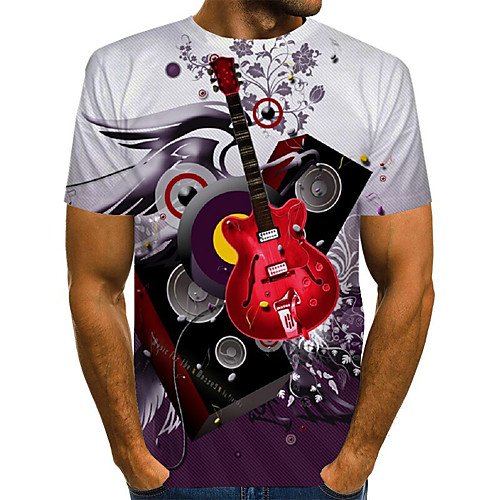 

Men's Geometric 3D Print T-shirt Street chic Exaggerated Daily Going out Rainbow