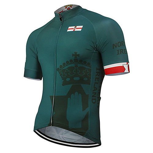 

21Grams Men's Short Sleeve Cycling Jersey Green Bike Jersey Top Mountain Bike MTB Road Bike Cycling UV Resistant Breathable Quick Dry Sports Clothing Apparel / Stretchy
