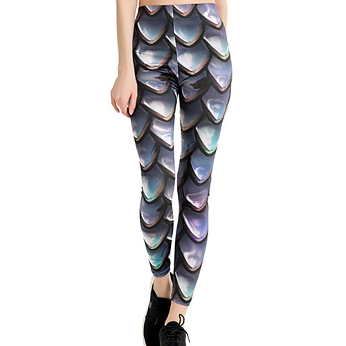 

Women's Sports / Yoga Sporty / Basic Legging - Geometric, Print Mid Waist Dark Gray One-Size