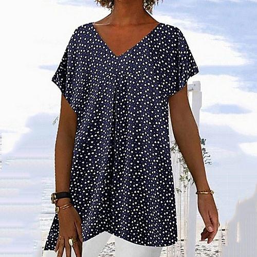 

Women's Polka Dot Print T-shirt Daily White / Blue / Red