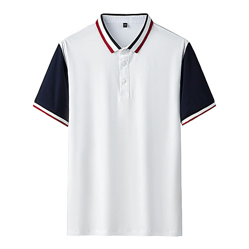 

Men's Color Block Polo Business Basic Daily Work White / Navy Blue / Gray