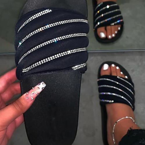 

Women's Sandals Summer Flat Heel Open Toe Daily PU Black / Pink
