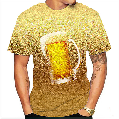 

Men's Graphic 3D Print Print T-shirt Basic Daily Khaki