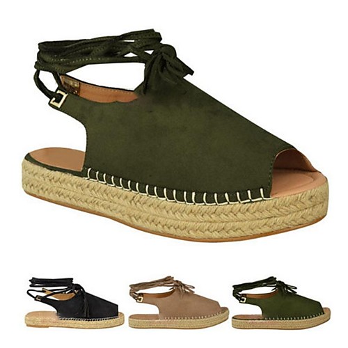 

Women's Sandals Summer Platform Open Toe Daily Suede Green / Brown / Black