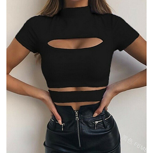 

Women's Solid Colored T-shirt Daily Going out Black / Green