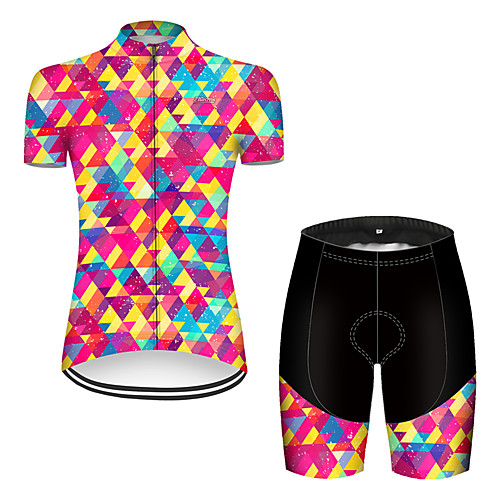 

21Grams Women's Short Sleeve Cycling Jersey with Shorts Black / Red Rainbow Bike Breathable Sports Rainbow Mountain Bike MTB Road Bike Cycling Clothing Apparel / Stretchy