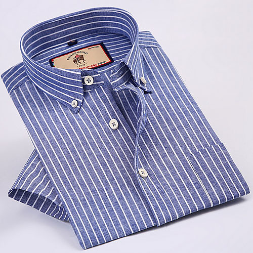 

Men's Striped Print Shirt Daily Navy Blue