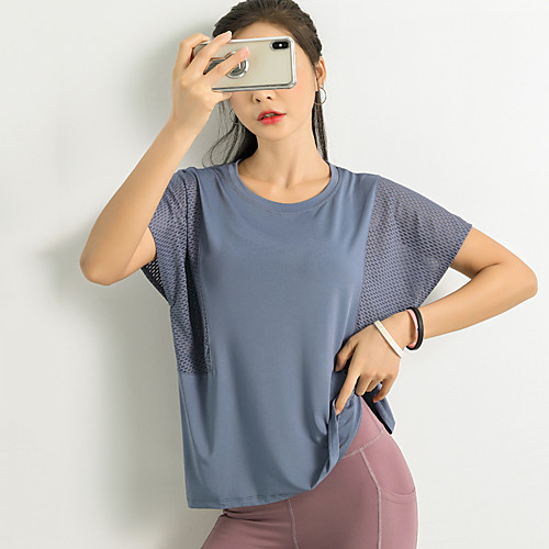 

Women's Mesh Elastane Running T-Shirt Workout Shirt Running Active Training Fitness Breathable Quick Dry Soft Sportswear Tee / T-shirt Top Short Sleeve Activewear Stretchy
