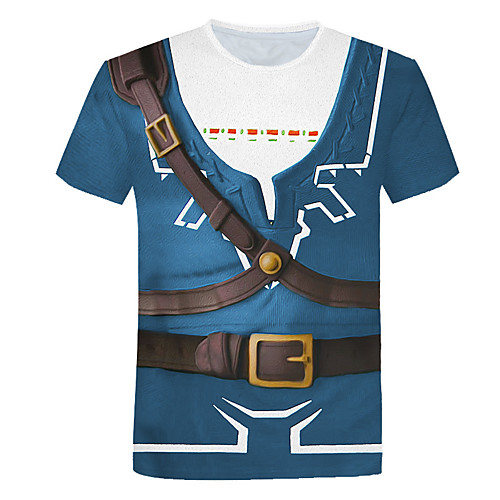 

Men's Club Weekend Street chic / Punk & Gothic T-shirt - Color Block / 3D / Tribal Print Blue