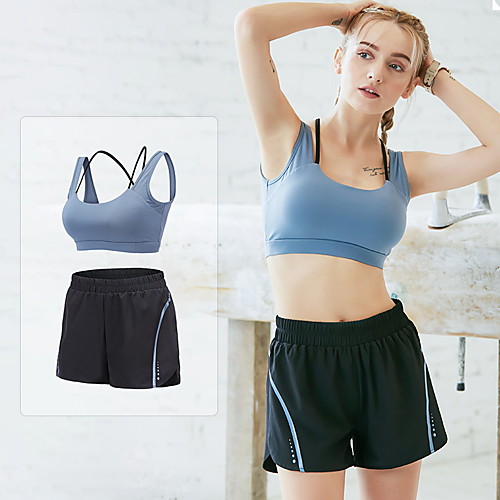 

Women's 2pcs Tracksuit Yoga Suit Solid Color Black Pink Blue Elastane Yoga Running Fitness Shorts Sports Bra Sleeveless Sport Activewear Breathable Moisture Wicking Butt Lift Tummy Control Stretchy
