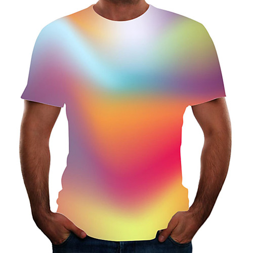 

Men's Going out Weekend Basic T-shirt - Color Block / 3D / Animal Rainbow