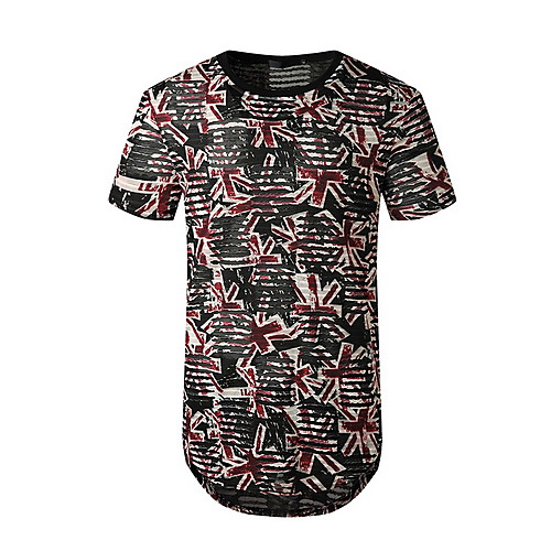 

Men's Geometric Print T-shirt Basic Daily Wine / Navy Blue