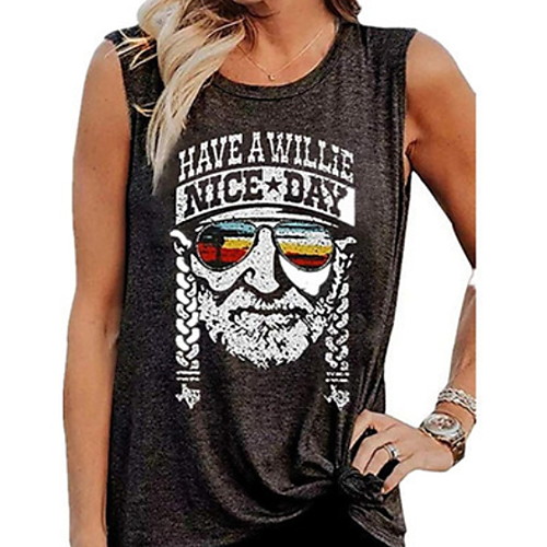 

Women's Cartoon Tank Top Daily Black