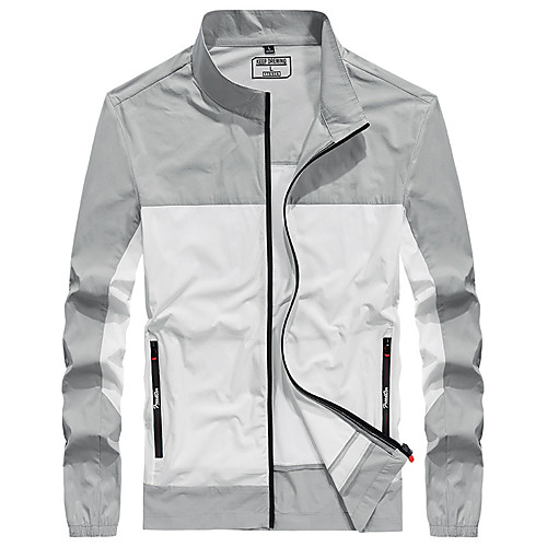 

Men's Hiking Jacket Outdoor Windproof Breathable Quick Dry Ultraviolet Resistant Top Elastane Single Slider Fishing Climbing Beach White / Grey / Blue
