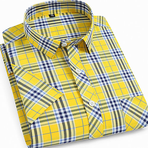 

Men's Houndstooth Print Shirt Daily Yellow