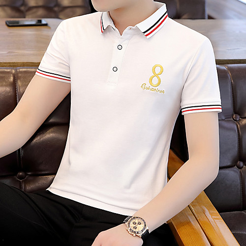 

Men's Solid Colored Polo Basic Elegant Daily Work White / Blushing Pink / Khaki