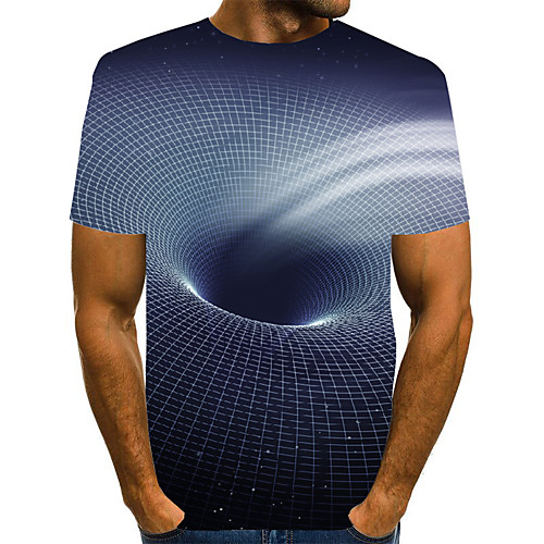 

Men's Geometric 3D Pleated Print T-shirt Street chic Exaggerated Daily Going out Rainbow