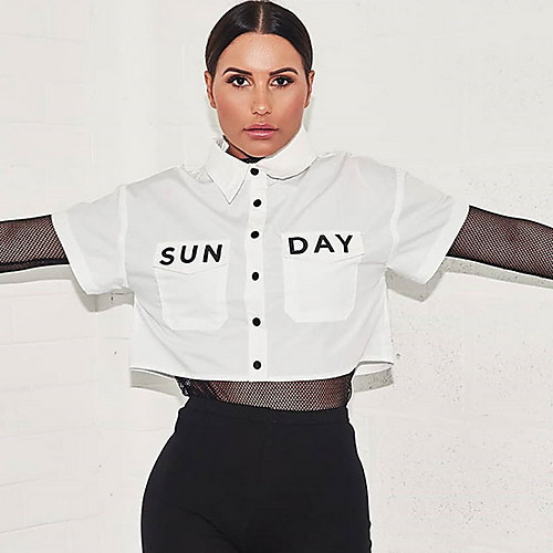 

Women's Letter Shirt Daily White