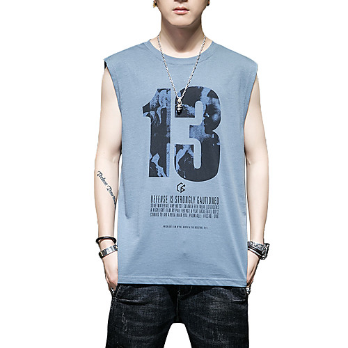 

Men's Daily Weekend Tank Top - Graphic / Solid Colored / Letter Blue