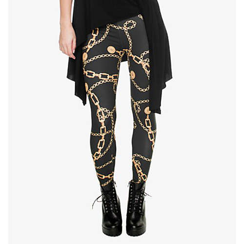 

Women's Sports / Yoga Sporty / Basic Legging - Print, Print Mid Waist Black One-Size