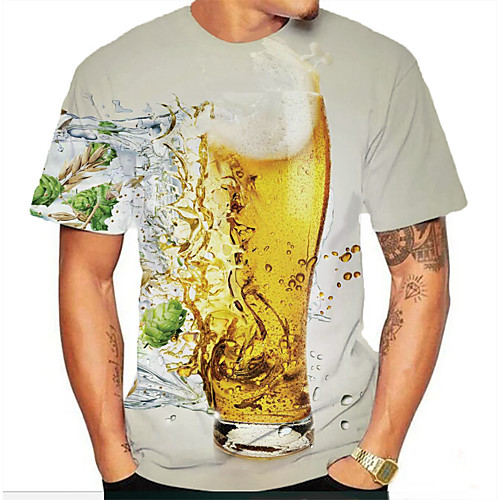 

Men's Graphic 3D Print Print T-shirt Basic Daily White