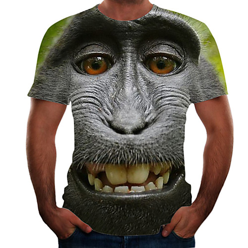 

Men's Graphic Animal T-shirt Basic Elegant Daily Going out Gray